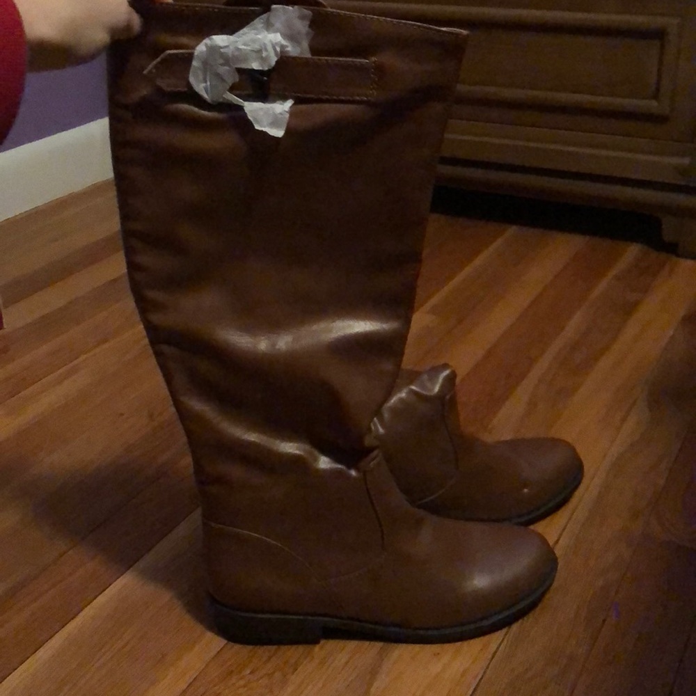 Brown knee high boots
